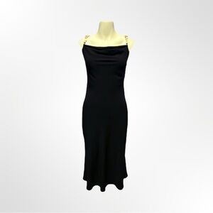 Bebe Black Slip Dress Cowl Front